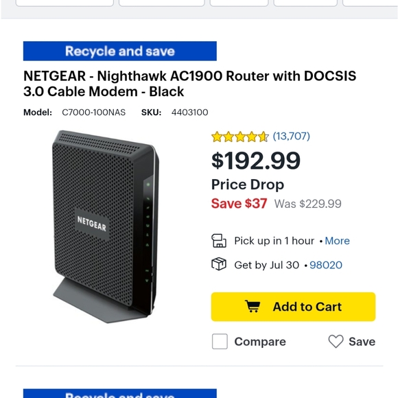 Nighthawk AC1900 Router DOCSIS 3.0 Cable Modem - Picture 5 of 5
